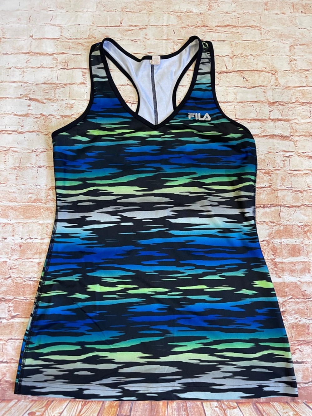 FILA Multicolor Blue & Green Striped Racerback Tank